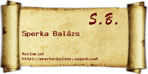Sperka Balázs névjegykártya